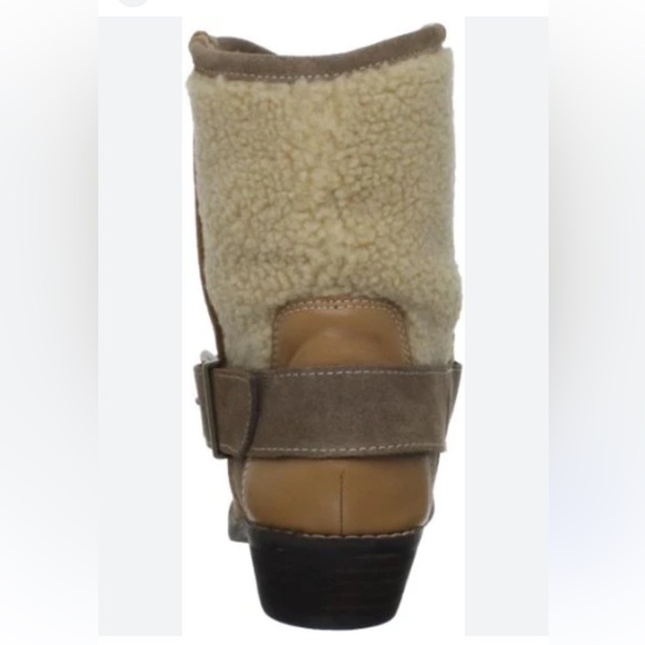 Kelsi Dagger oiled suede leather faux fur side buckle booties boots Sz 8 1/2 - Picture 10 of 12